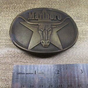 Marlboro Solid Brass Philip Morris, Inc 1987 Belt Buckle